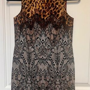 Ann Taylor Leopard and Black Lace Mini Dress